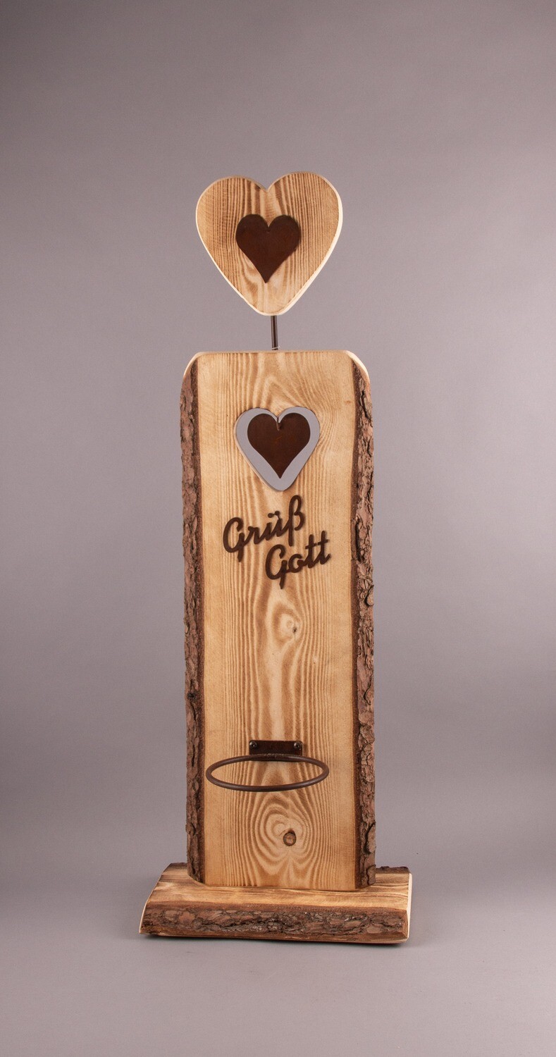 Herz-Stehle geflammt, für Topf  "Grüß Gott"