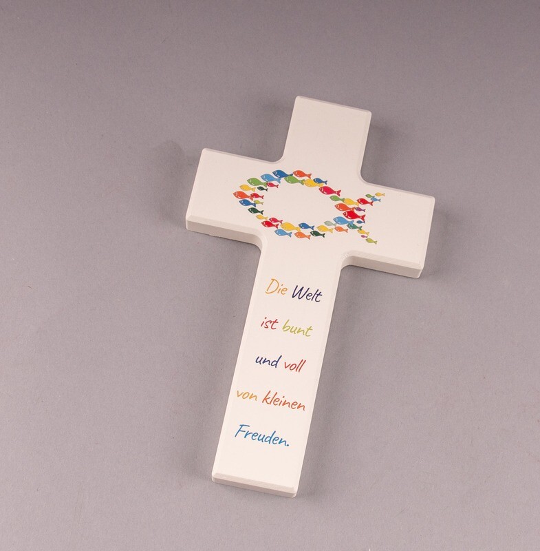 Kinderkreuz "Die Welt ist bunt und voll von kleinen Freuden Kinderkreuz "Die Welt ist bunt und voll von kleinen Freuden