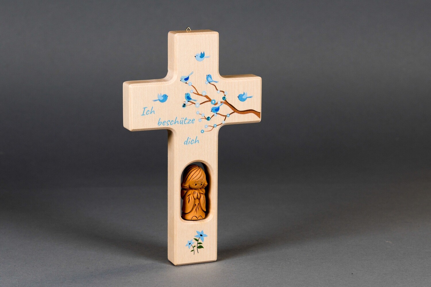 Kinderkreuz „Ich beschütze dich“, Farbe: Blau