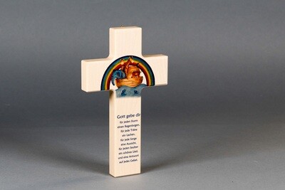 Kinderkreuz "Gott gebe dir für jeden Sturm einen Regenbogen, für jede Träne ein Lachen, für jede Sorge eine Aussicht, für jeden Seufzer ein schönes Lied und eine Antwort auf jedes Gebet“