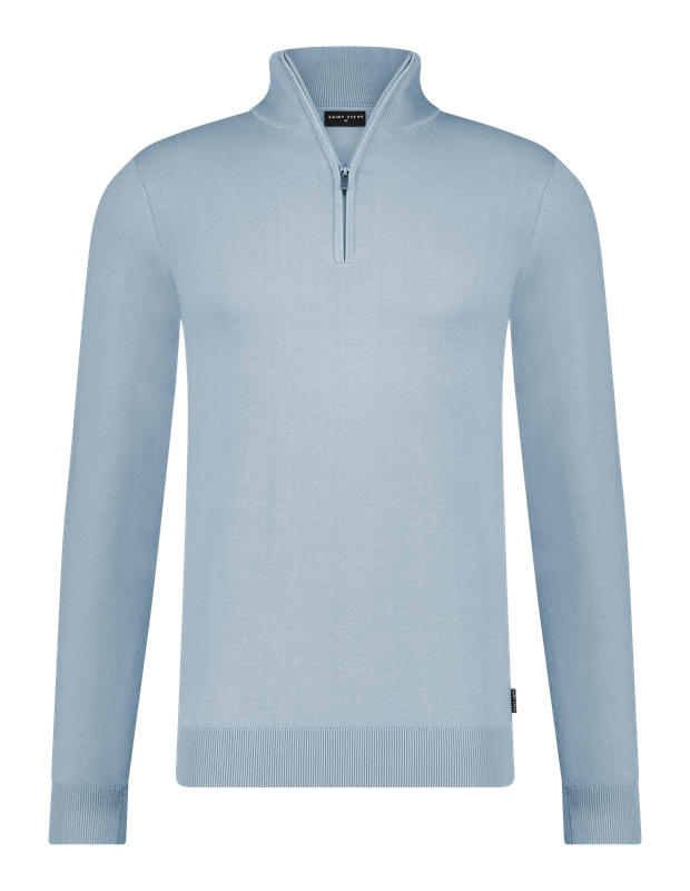 Saint Steve halfzip trui - Jeans blue