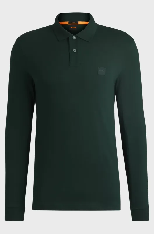 Hugo Boss polo lange mouw - Donkergroen