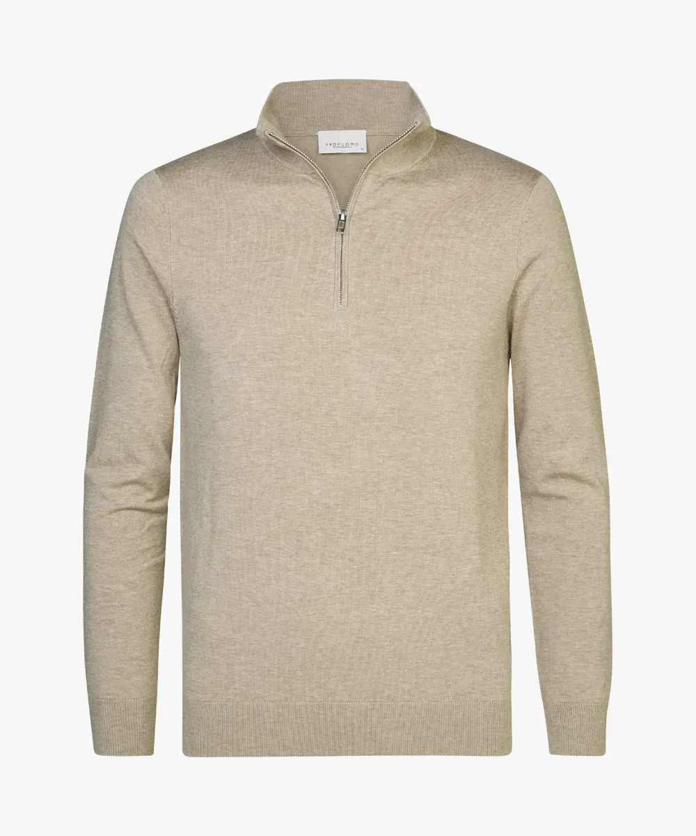 Profuomo halfzip trui - Beige