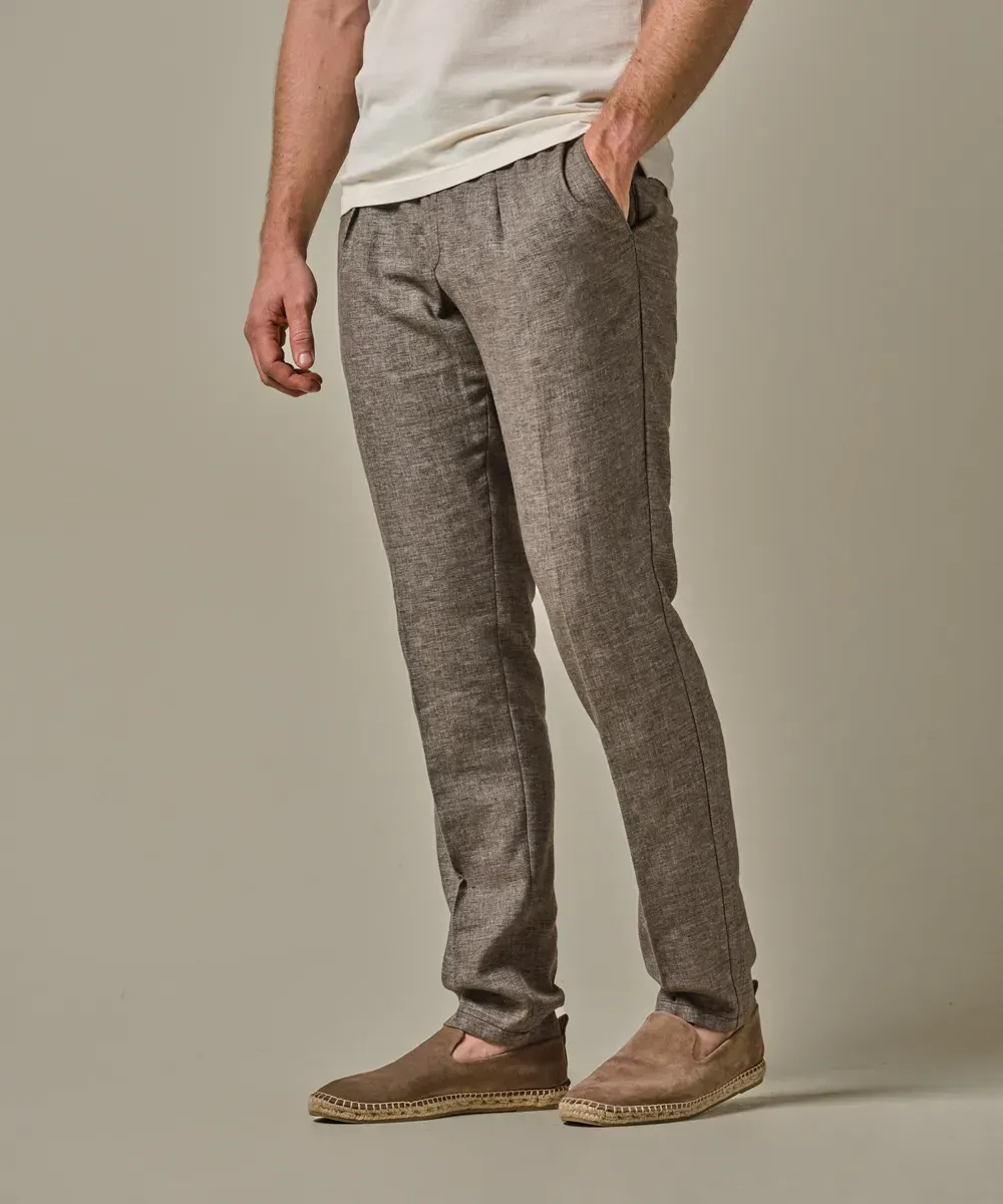 Profuomo linnen sportcord broek - Taupe