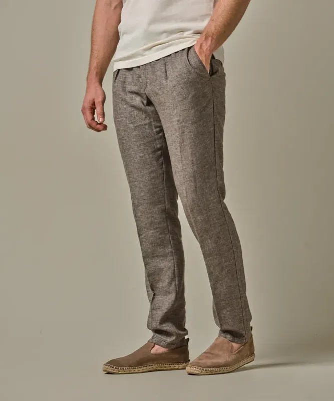 Profuomo linnen sportcord broek - Taupe
