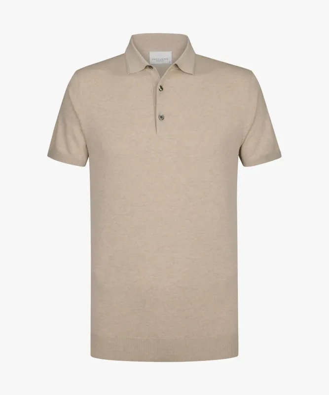 Profuomo knitted polo - Sand