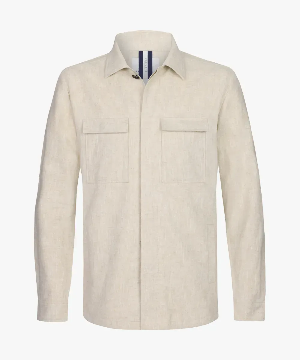 Profuomo linnen overshirt - Beige