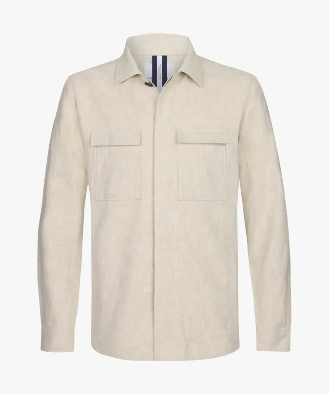 Profuomo linnen overshirt - Beige