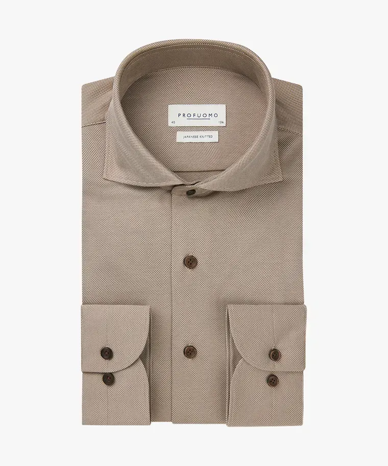 Profuomo Japanese knitted overhemd - Bruin