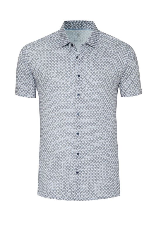 Desoto shirt | korte mouw - Denimblauwe bloemen