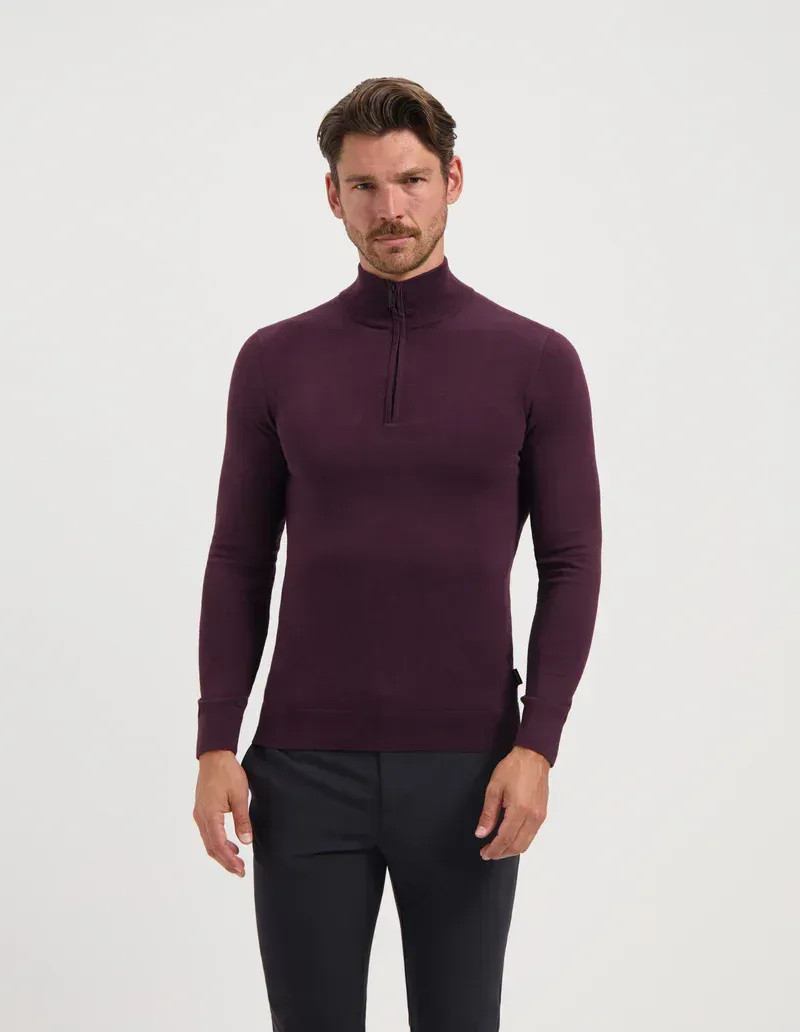 Saint Steve halfzip trui - Bordeaux rood