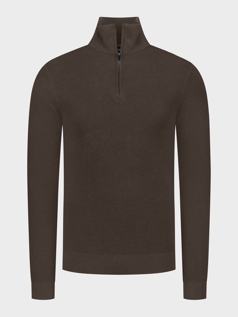 Saint Steve halfzip trui - Bruin