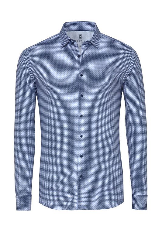 Desoto shirt - Blauw met wit