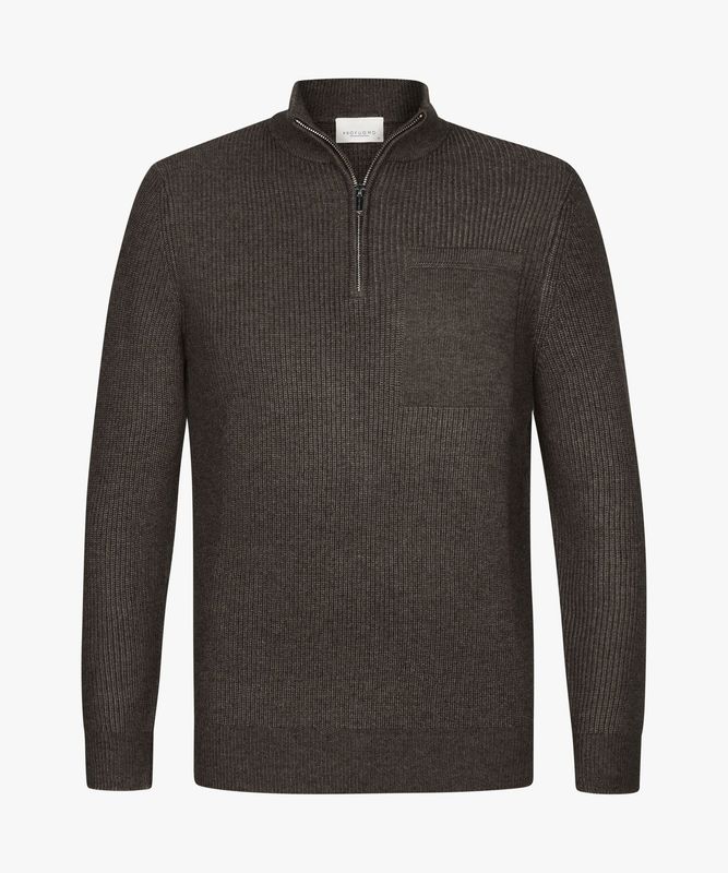 Profuomo halfzip trui - Bruin