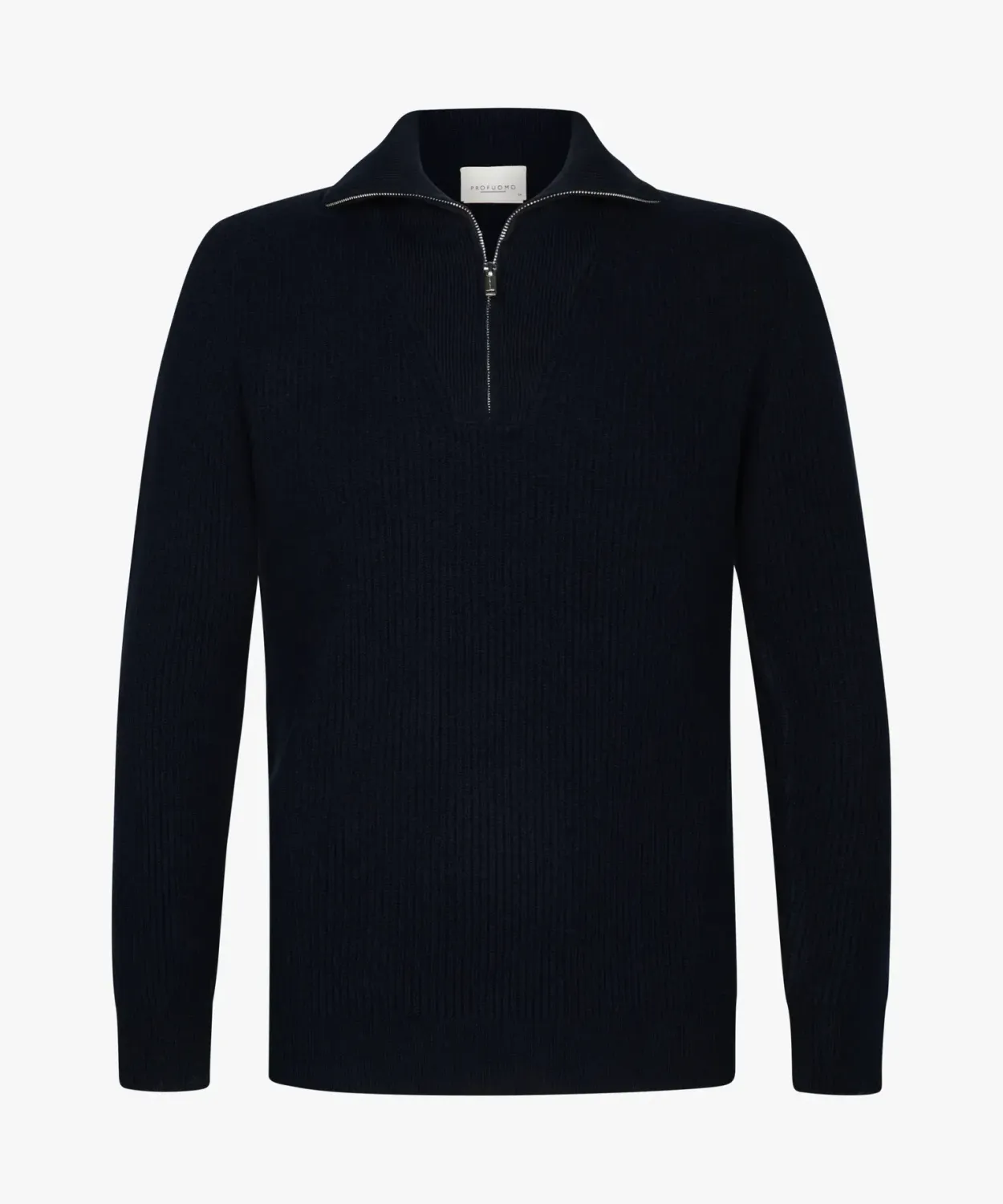 Profuomo wollen halfzip trui - Donkerblauw