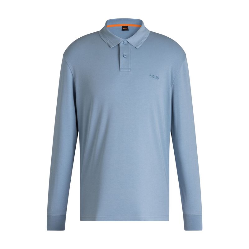Hugo Boss polo lange mouw - Blauw