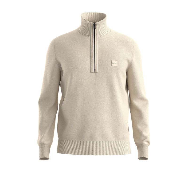 Hugo Boss gebreide halfzip trui - Licht geel