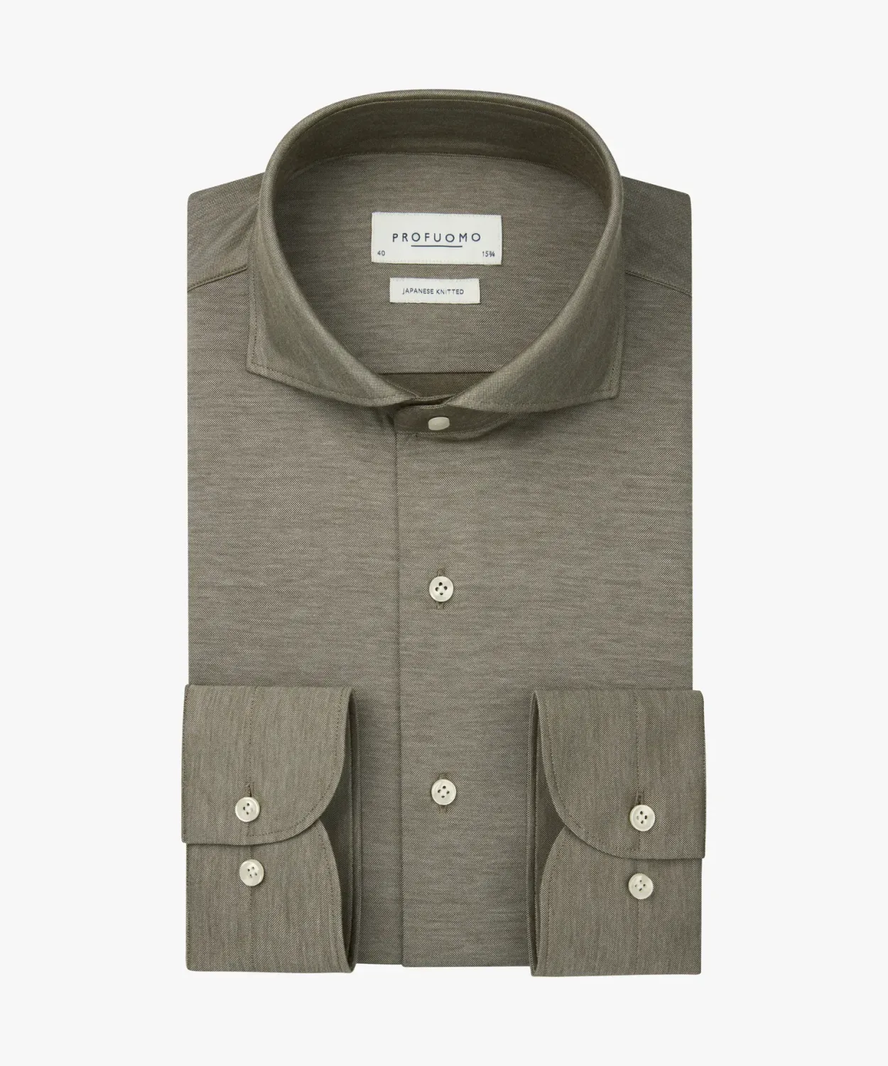 Profuomo Japanese knitted overhemd - Groen Profuomo Japanese knitted overhemd - Groen