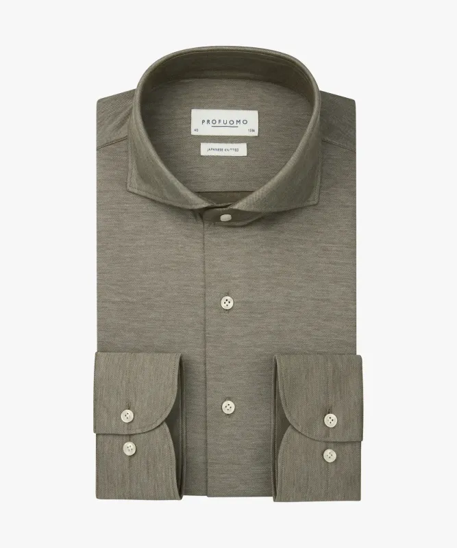 Profuomo Japanese knitted overhemd - Groen Profuomo Japanese knitted overhemd - Groen
