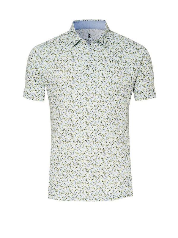 Desoto polo | korte mouw - Wit met groene print Desoto polo | korte mouw - Wit met groene print