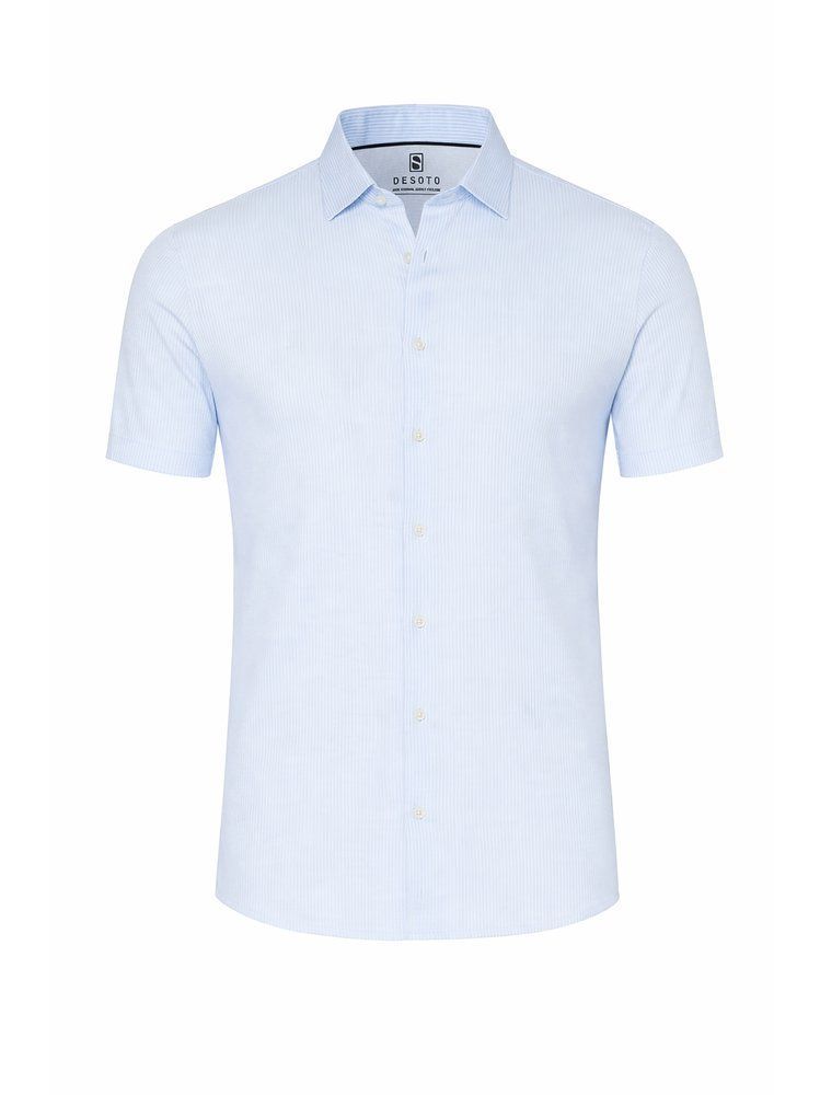 Desoto shirt | korte mouw - Lichtblauw met witte strepen