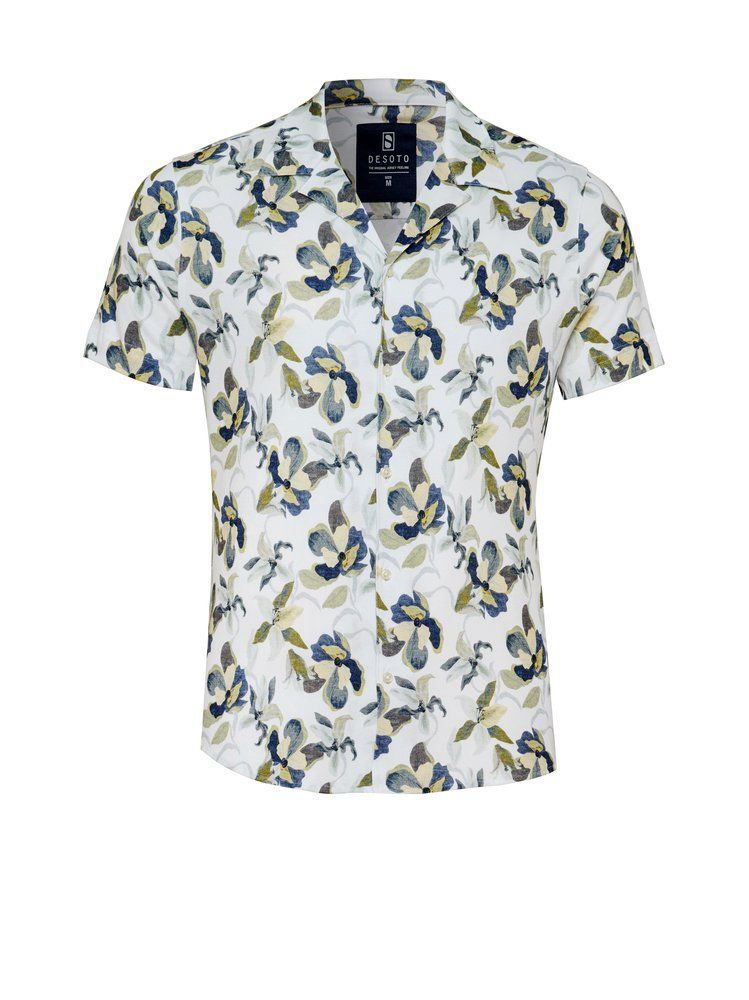 Desoto shirt | korte mouw - Green and blue flowers Desoto shirt | korte mouw - Green and blue flowers