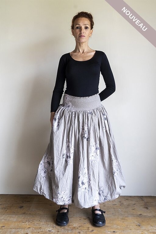 °VIP DAYS° *DERNIERE PIECE Jupe Lina fleurs taupe TU -50%