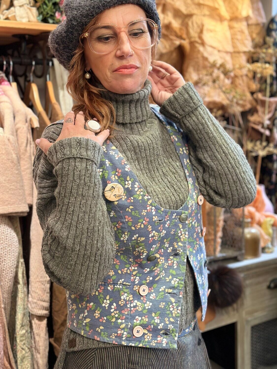 *DERNIERE PIECE  Gilet 33302 fleurs  Ewa i Walla tS