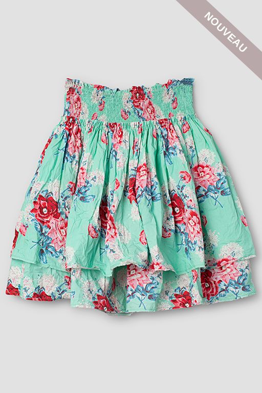 °SOLDES° Jupe Ewa Turquoise Flower  22230 TU -40%