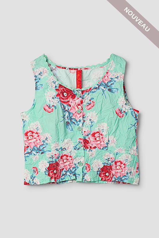 °VIP DAYS°  *DERNIERE PIECE  Top  Livia Turquoise Flower 33370 TS -50%