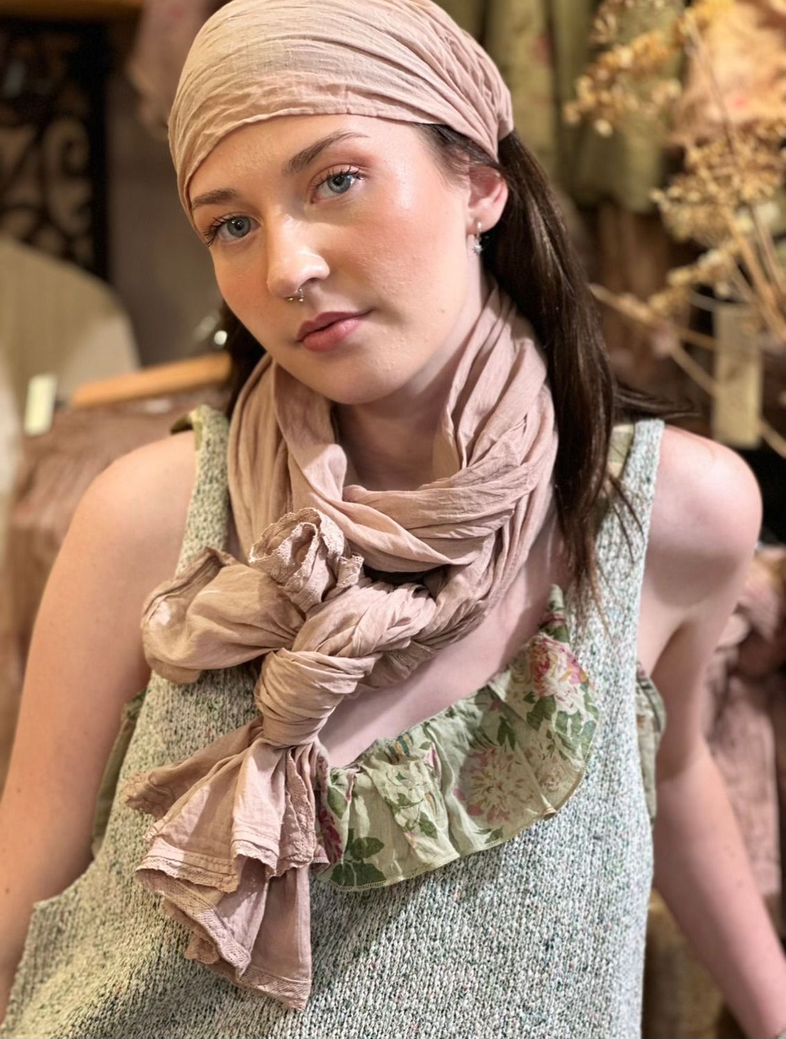 °SOLDES° *DERNIERE PIECE  écharpe Pauline vieux rose -40%