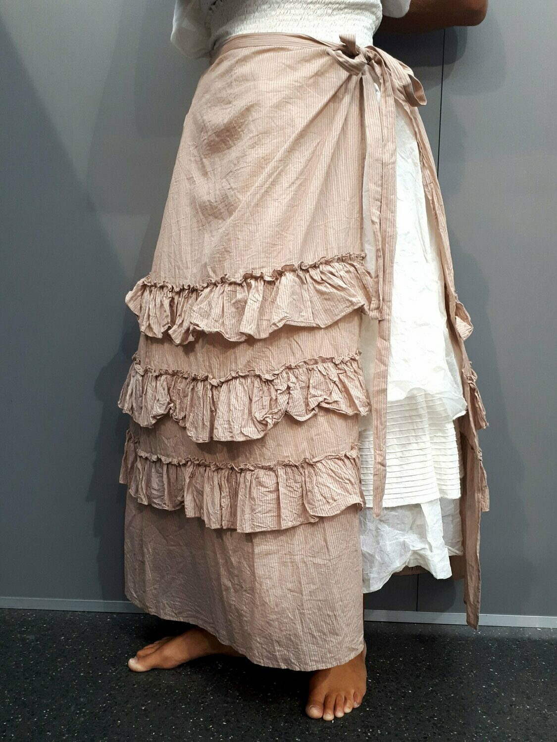 Paréo coton rayé vieux rose-40%