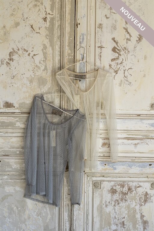 °*DERNIERE PIECE  T-shirt tulle bleu TS -40%