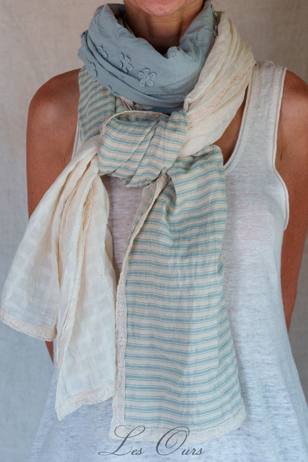 *DERNIERE PIECE °Écharpe Pauline bleu mixte -40%