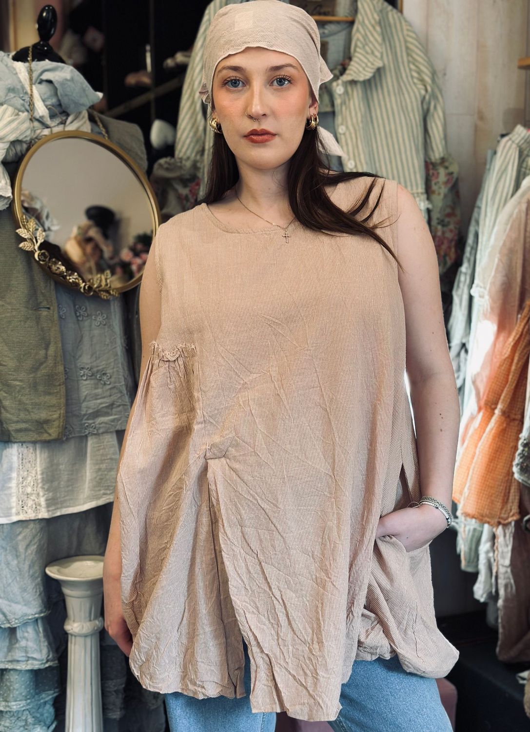 °Tunique Achille coton rayé rose -40%