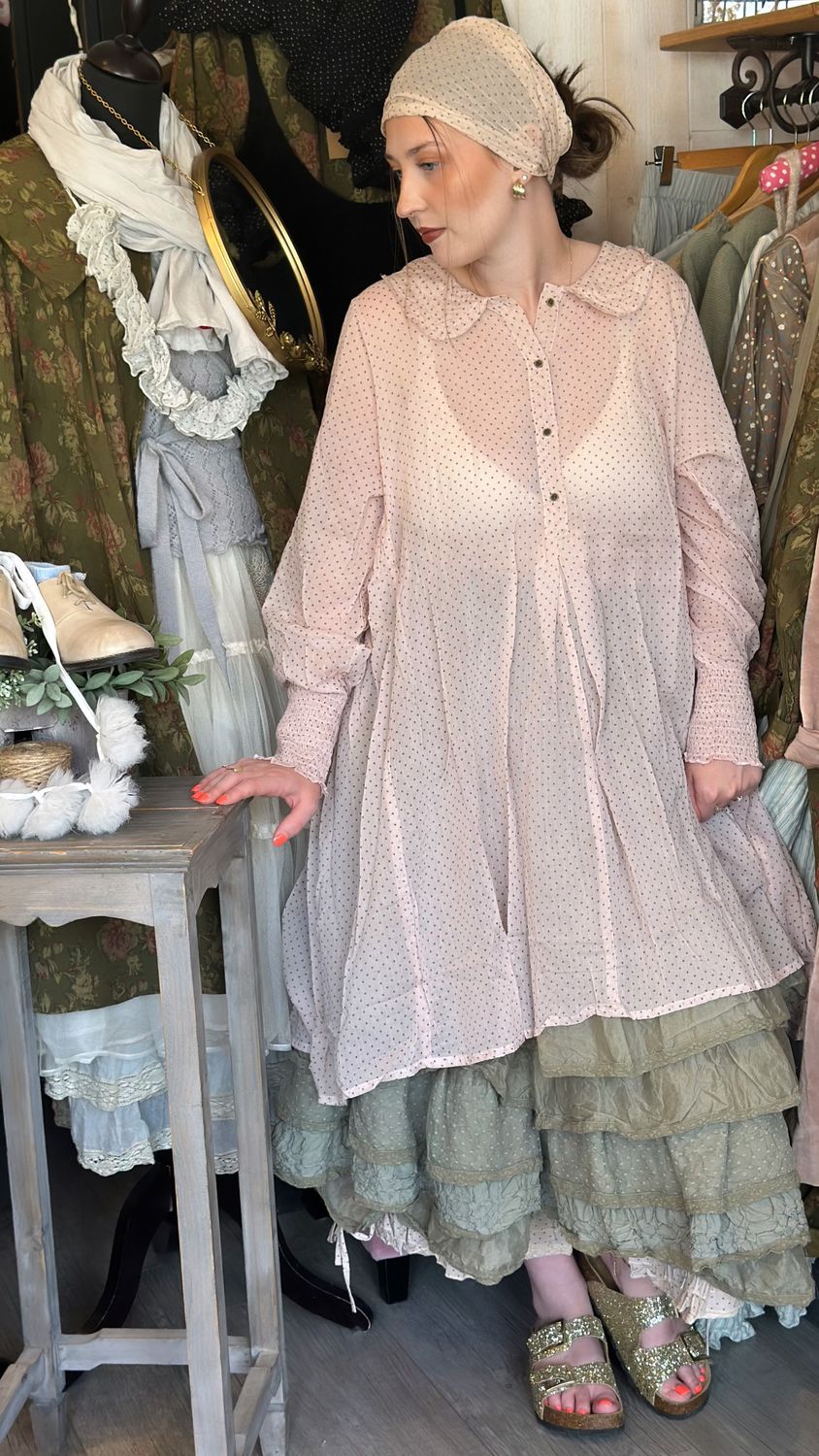 *DERNIERE PIECE Chemise Camila Poudre Pois tXL -50%