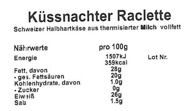 Küssnachter Raclette Käse Nature - laktosefrei (200g / 500g)