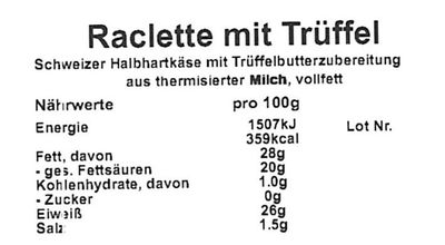 Küssnachter Raclette Käse Trüffelbutter - laktosefrei (200g / 500g) - nur im Winter