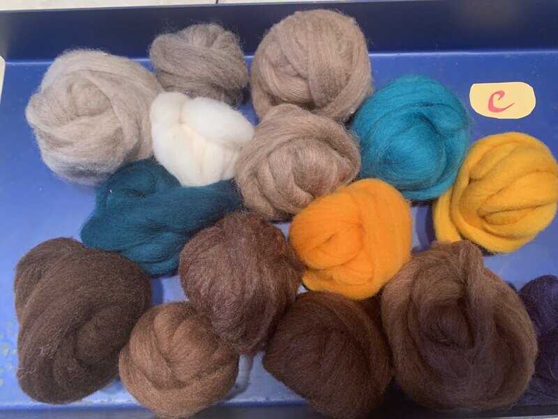 Merino Felting Sampler Pack of Fall Colors. 15 shades
