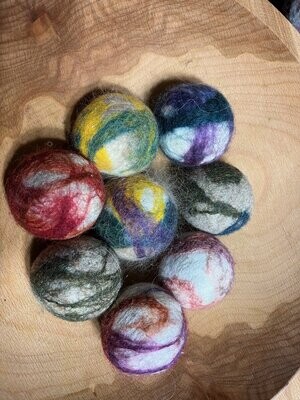 Hand Felted Balls in Various Colors for dryer balls or pet toys