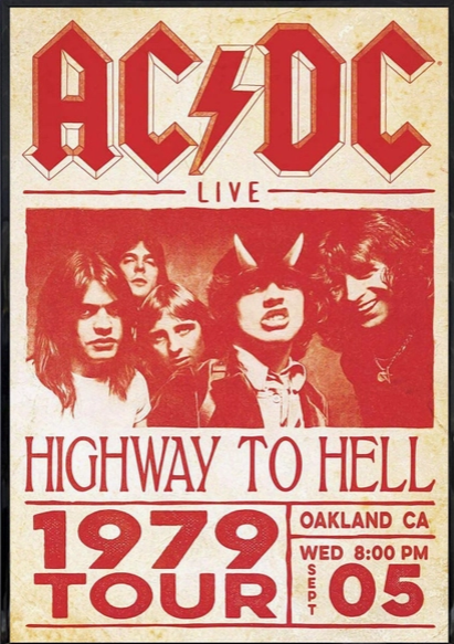 POSTER ACDC HIGHWAY TO HELL 1979 TOUR