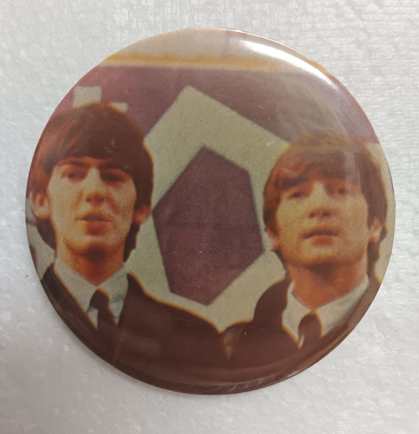 MACARON VINTAGE GEORGE &amp; JOHN THE BEATLES