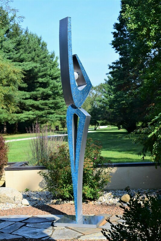 'Evocation' Aluminum Sculpture with Selenite Crystal 'Evocation' Aluminum Sculpture with Selenite Crystal