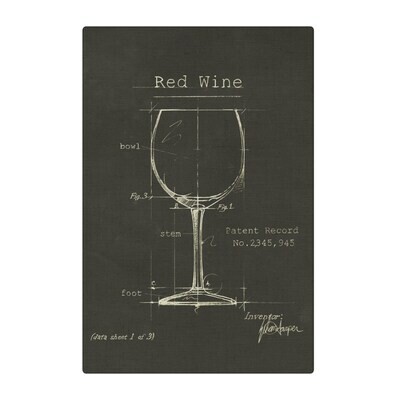 Barware Fabric Gallery Wrapped Wall Art - Red Wine - 12"x18"