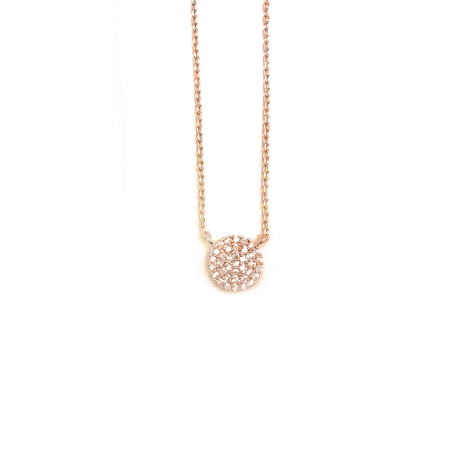 Pave Disc Necklace - Gold