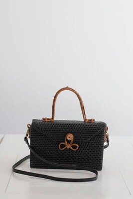 Black Rattan Bag - Jewelry Box / Clutch Bag