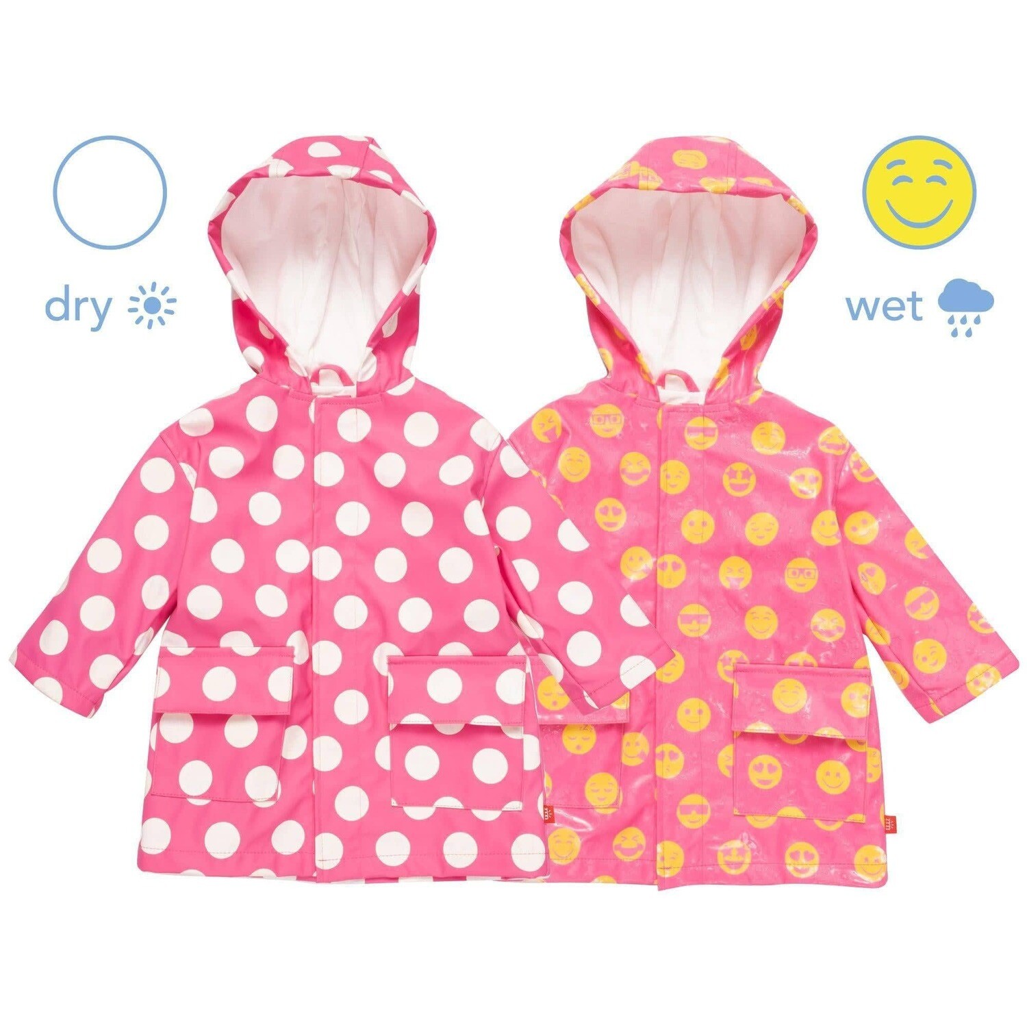 Pink Polka Dot Emoji Raincoat