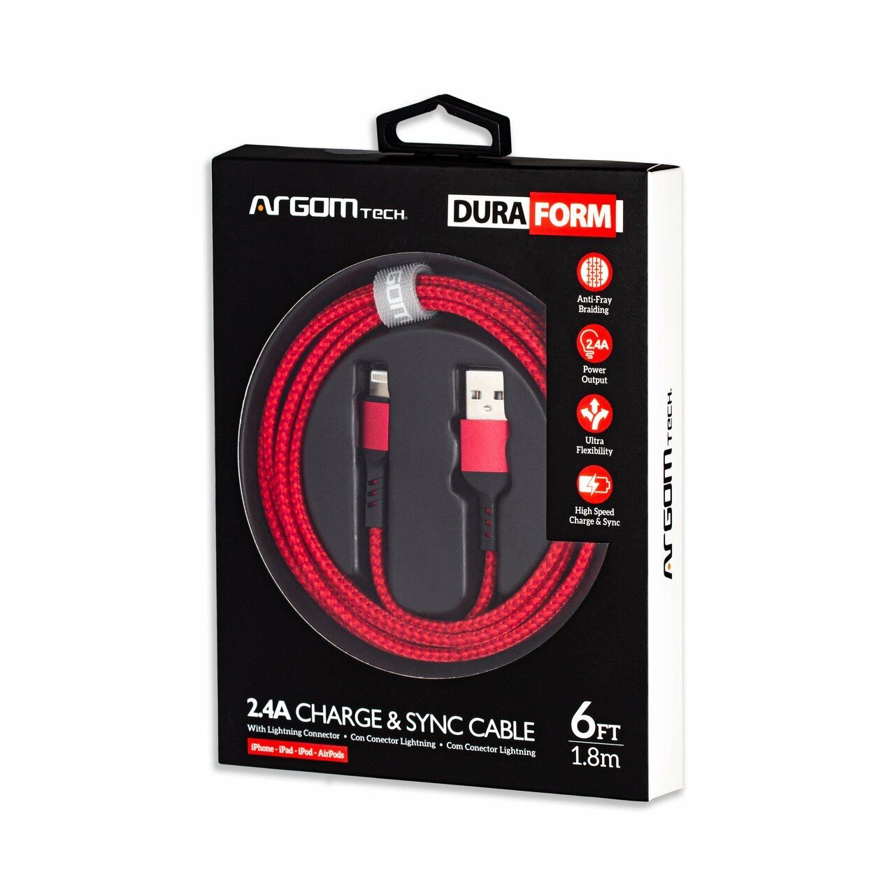 Cable USB Lightning Argom Rojo