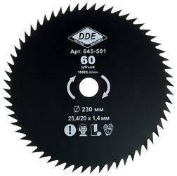 Диск для триммера DDE 60 зубьев 230х25,4мм (толщина - 1,4мм)	645-501