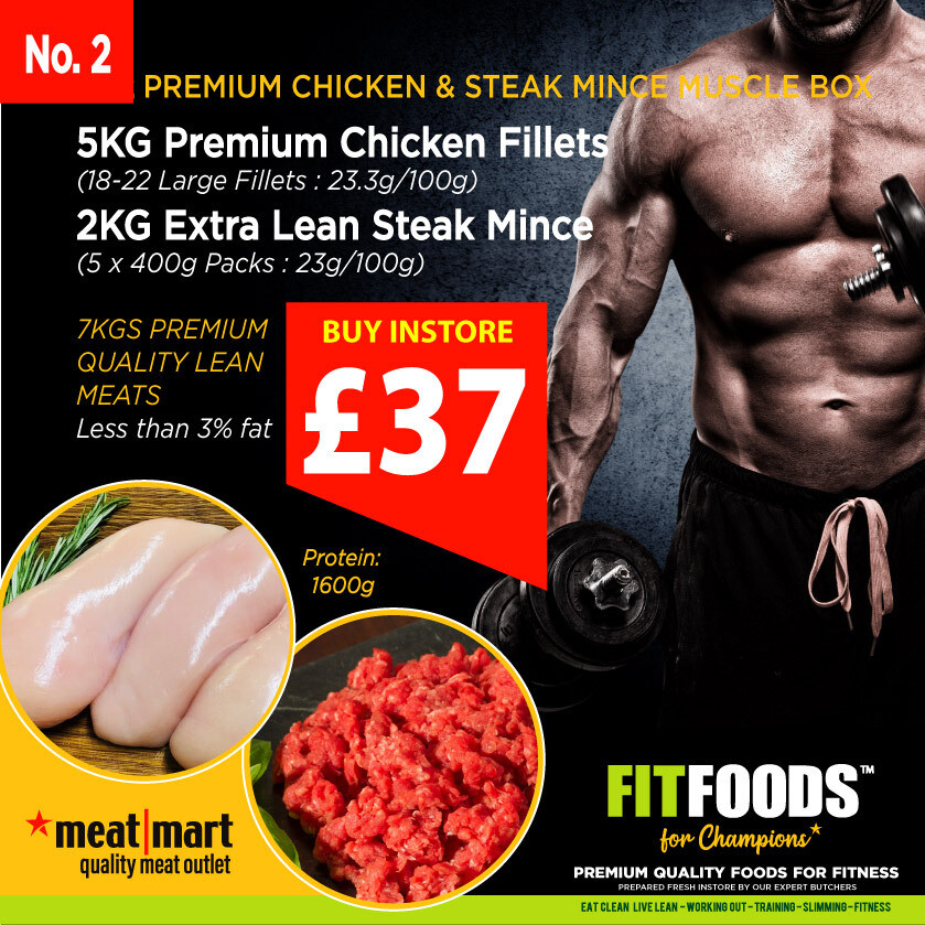 FIT FOODS - PREMIUM CHICKEN & STEAK MINCE MUSCLE BOX (PACK 2)*